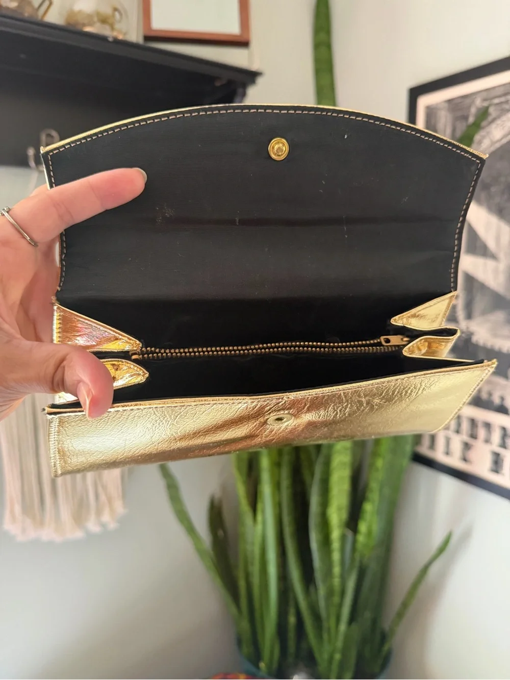 VTG 60s Rulo Gold Metallic Clutch Bag